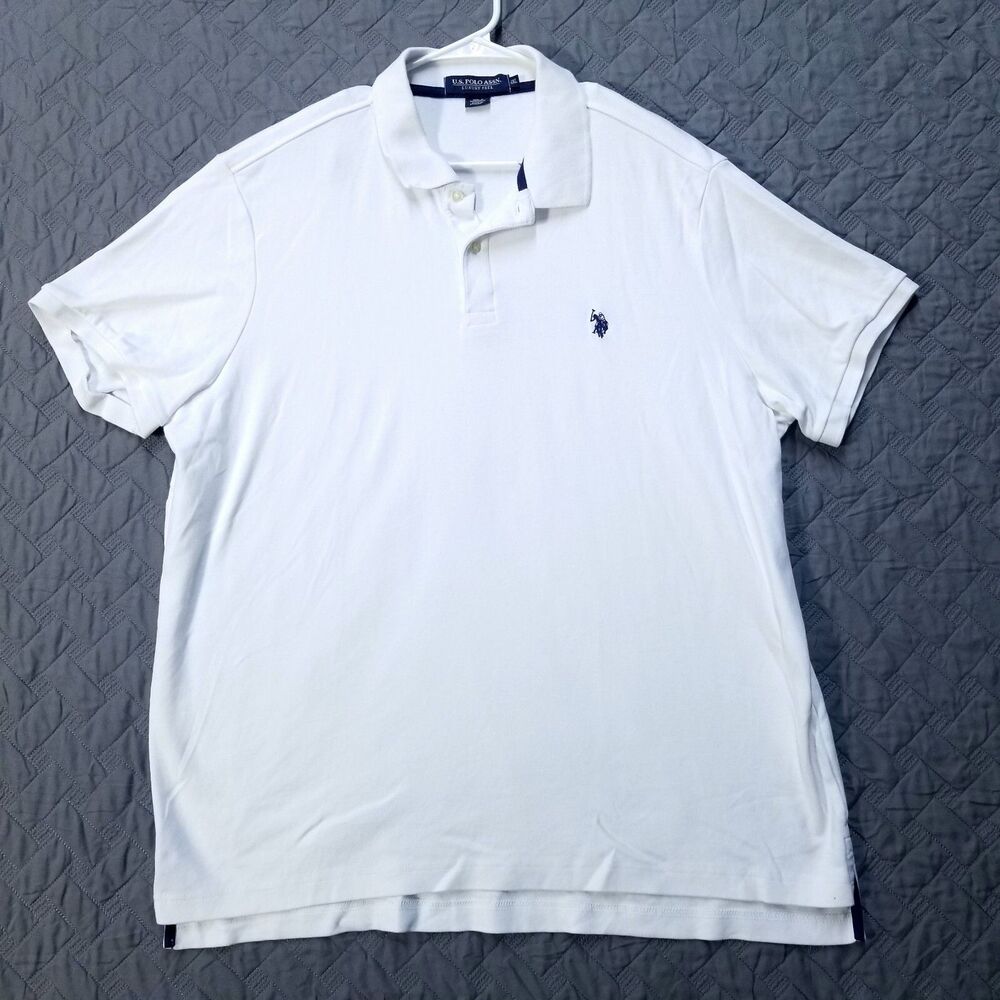 U.S. Polo‎ Assn Polo Shirt Mens 2XL Golf White Luxury Feel Short Sleeve Collared